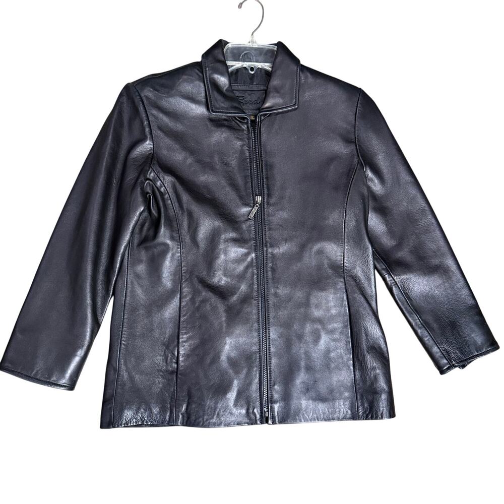 Vintage Reed Black Women’s Leather Coat Jacket Full Zip Size Small